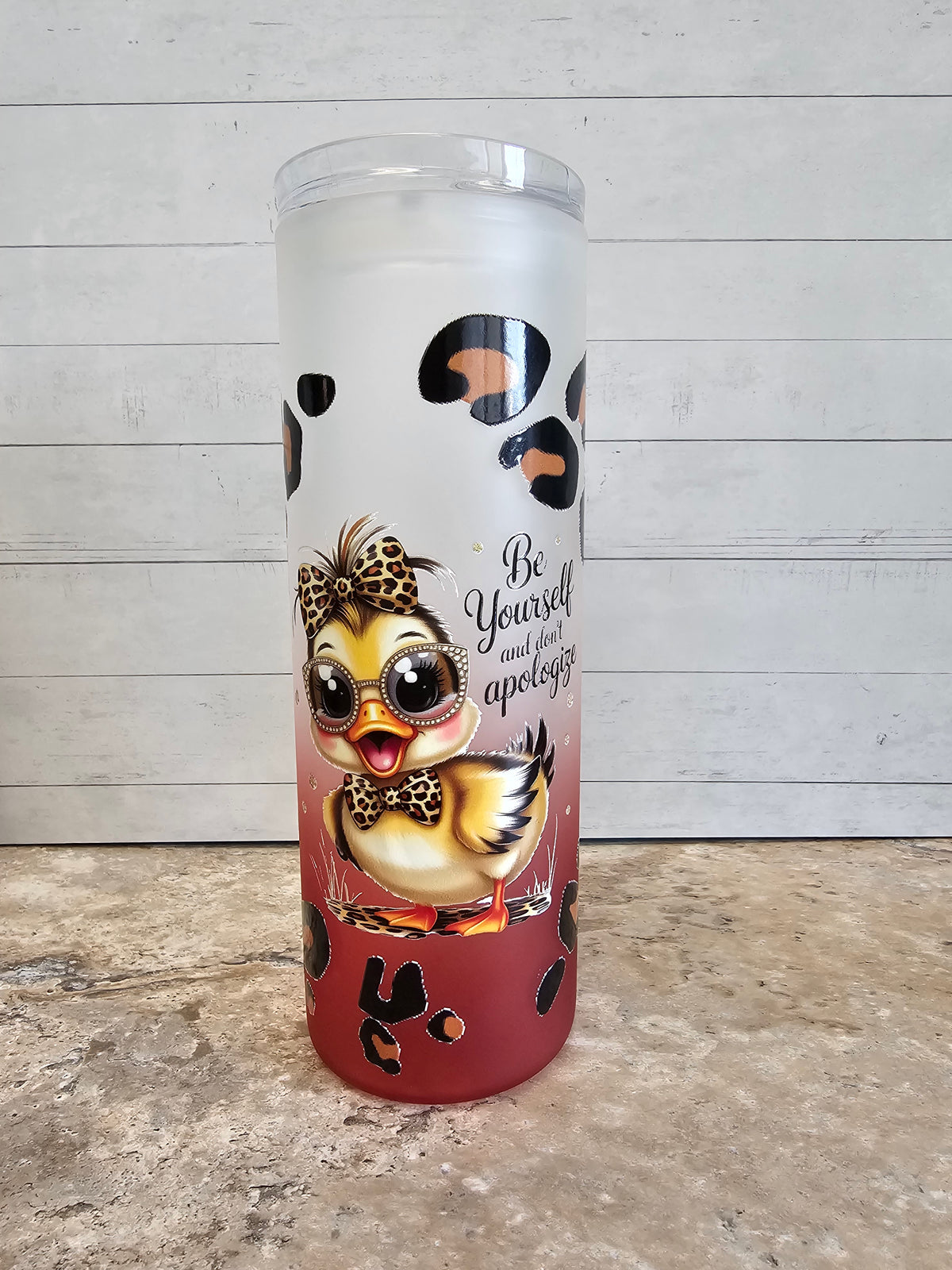 Red Glass Duck with Leopard Tumbler