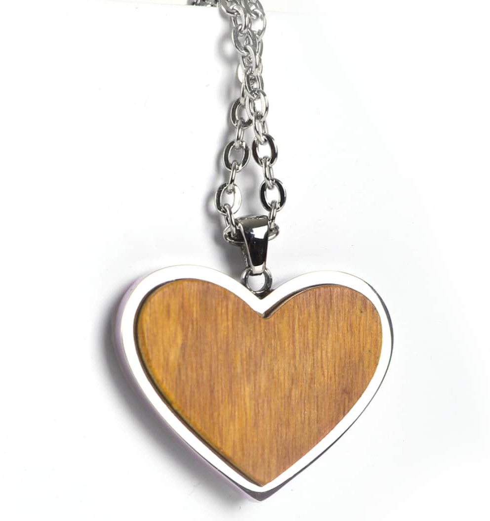 Customizable Wooden Engravable Heart Necklace