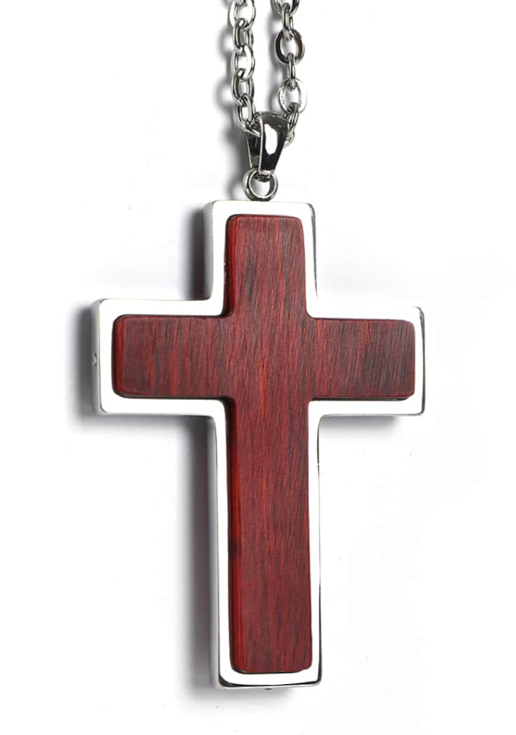Wooden Engravable Cross Necklace