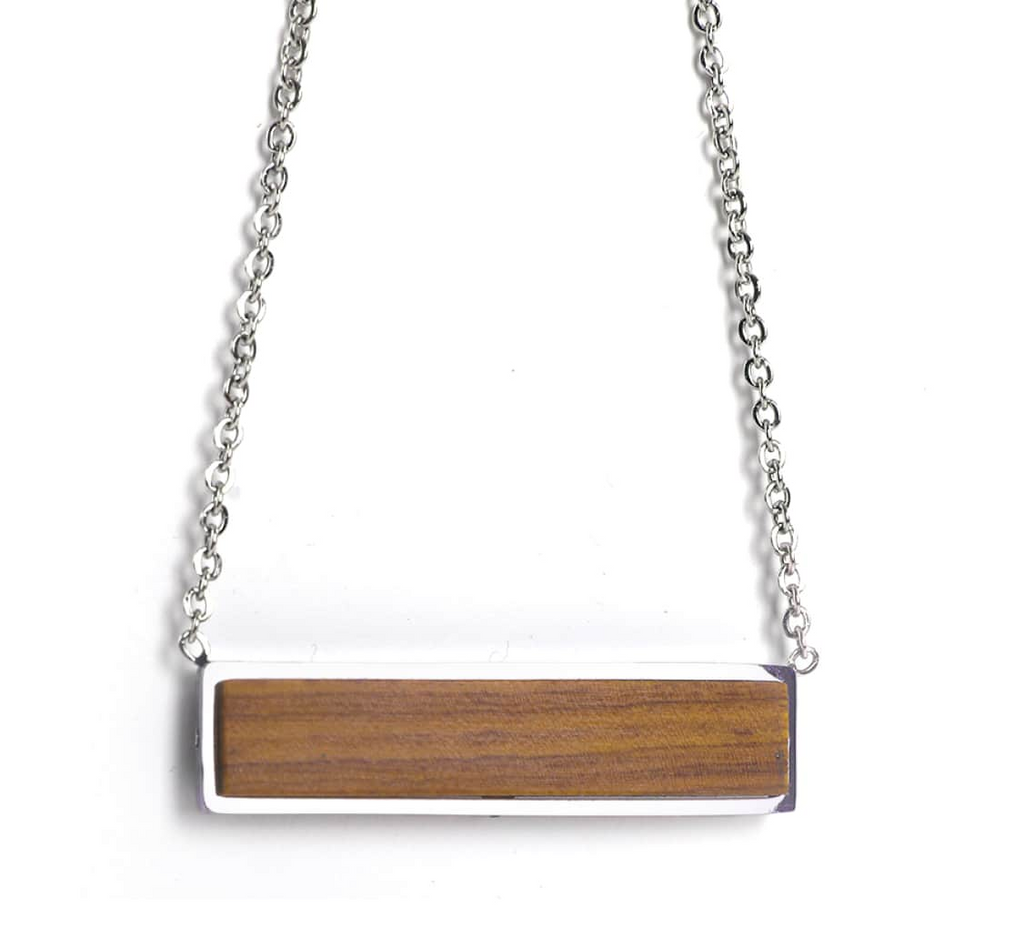 Customizable Wooden Bar Engravable Necklace