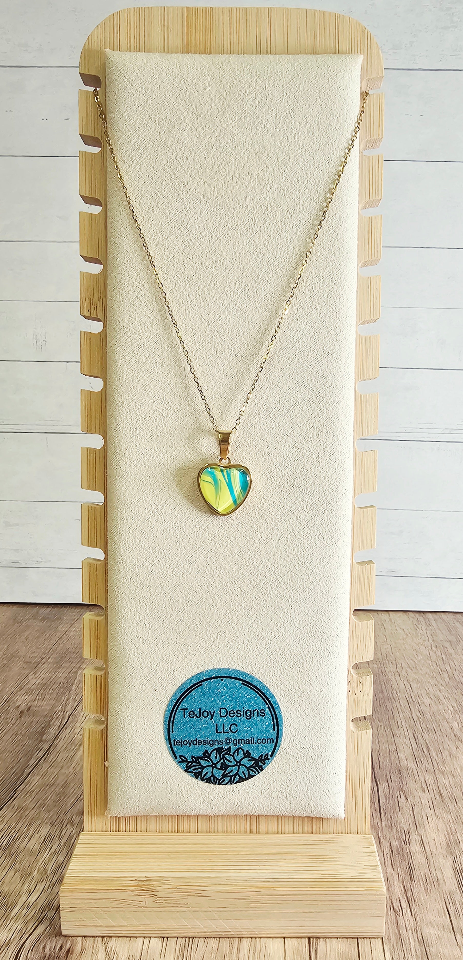 Yellow and Green Heart Necklace