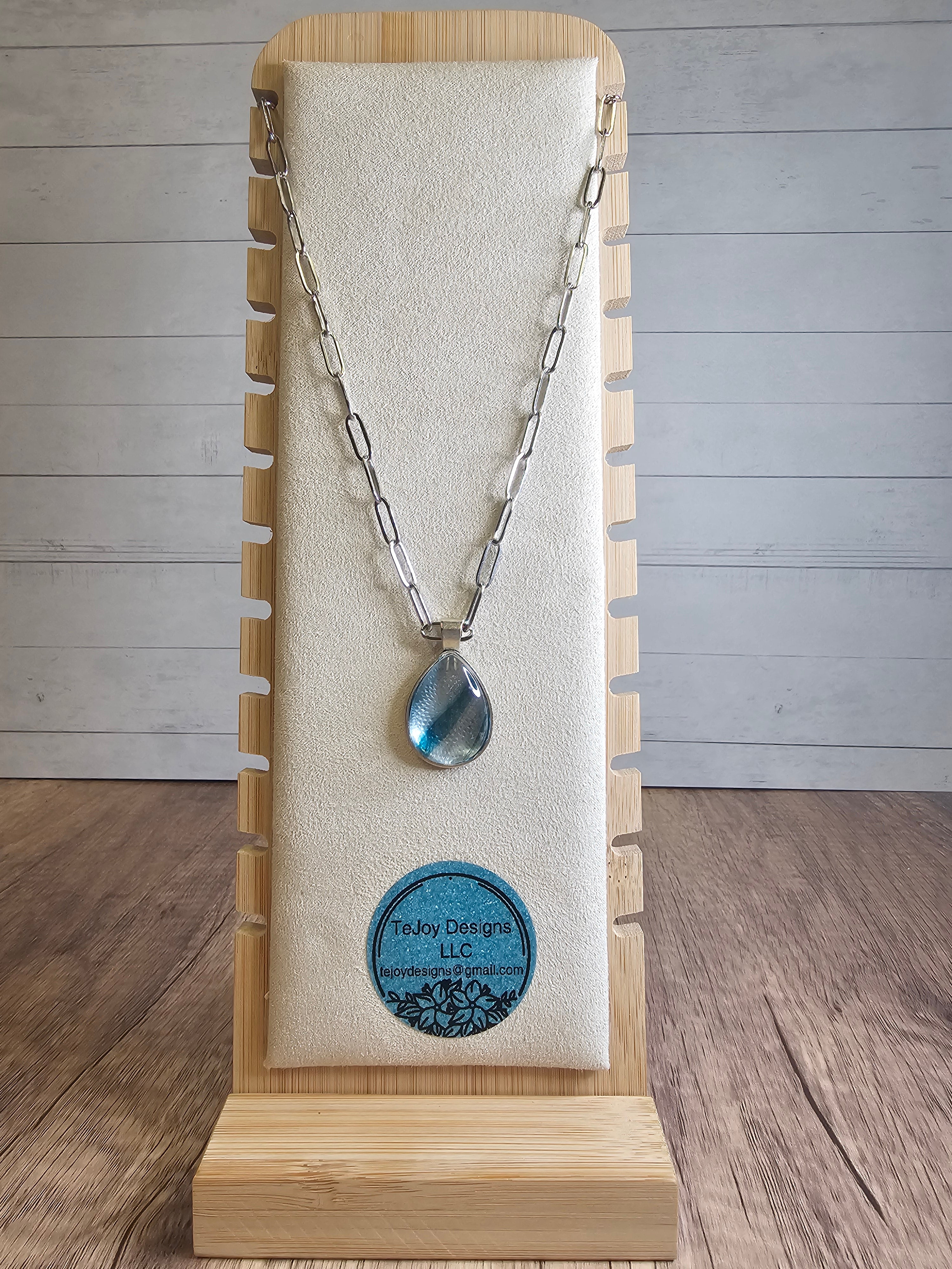 Tear Drop Fluid Art Pendant