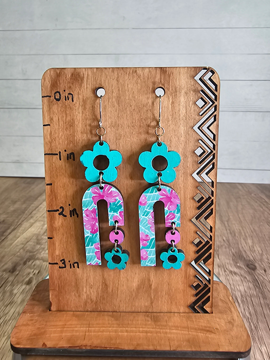 Flower and Arch Dangle Earrings