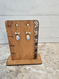 Oval with Rhinestone Bow Dangling Earrings