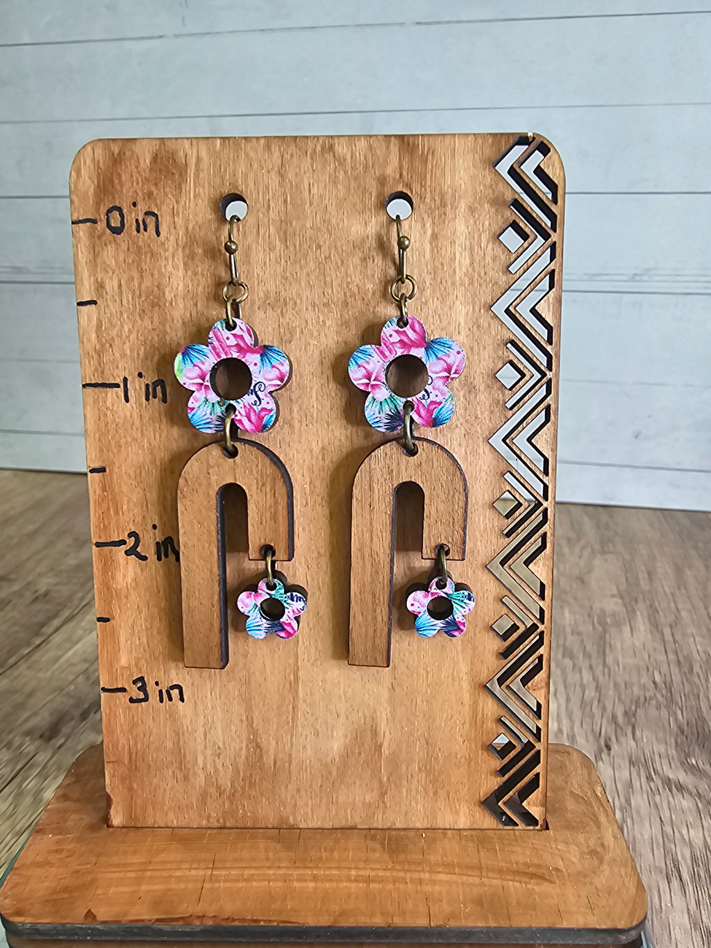 Flower and Arch Dangle Earrings