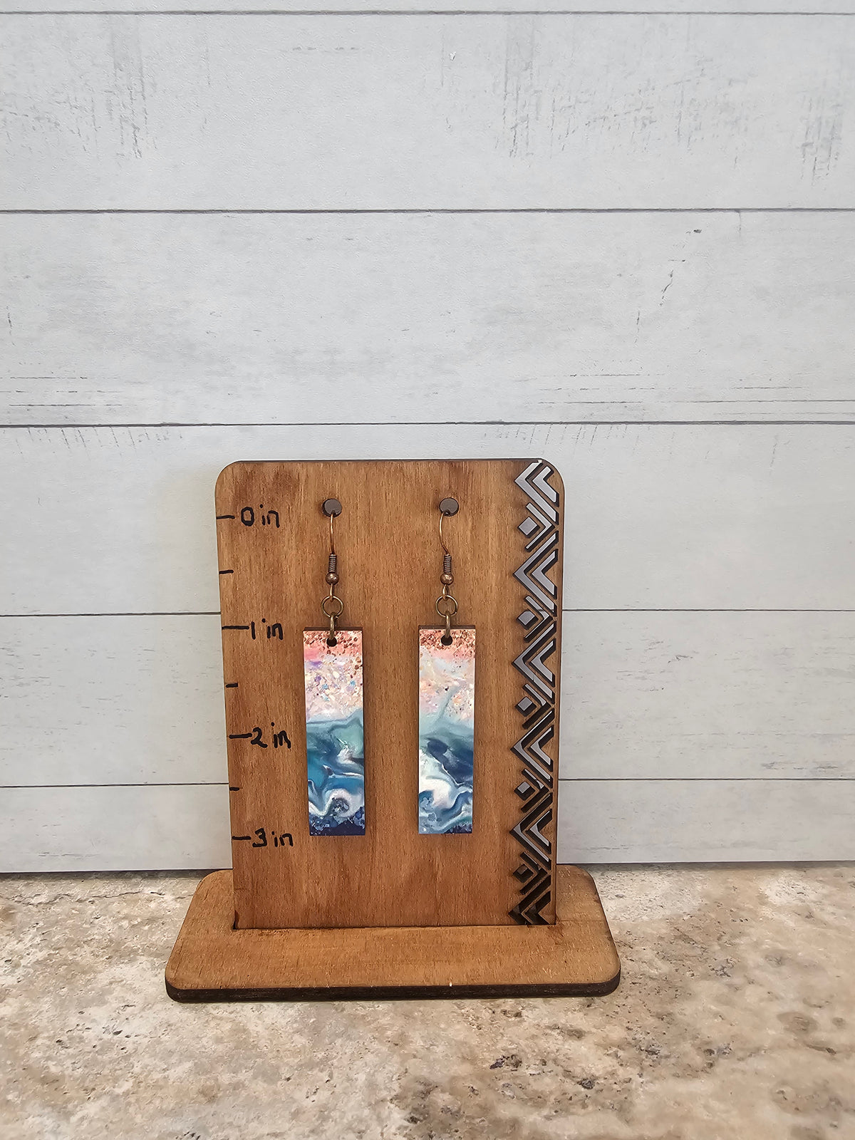Rectangle Ocean Wave Dangling Earring