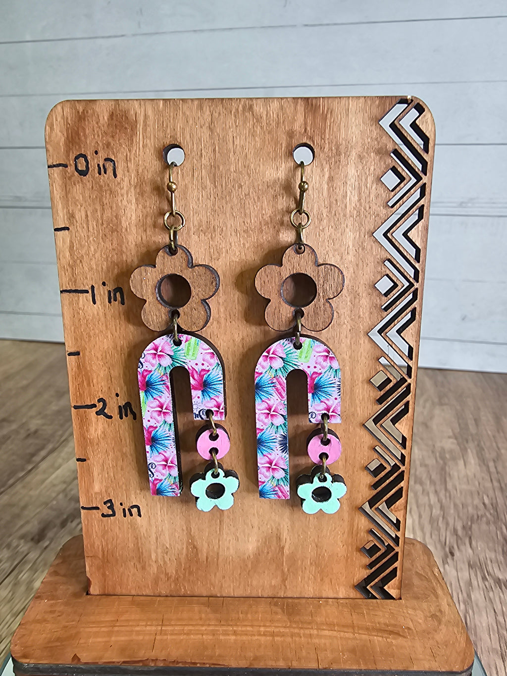 Flower and Arch Dangle Earrings