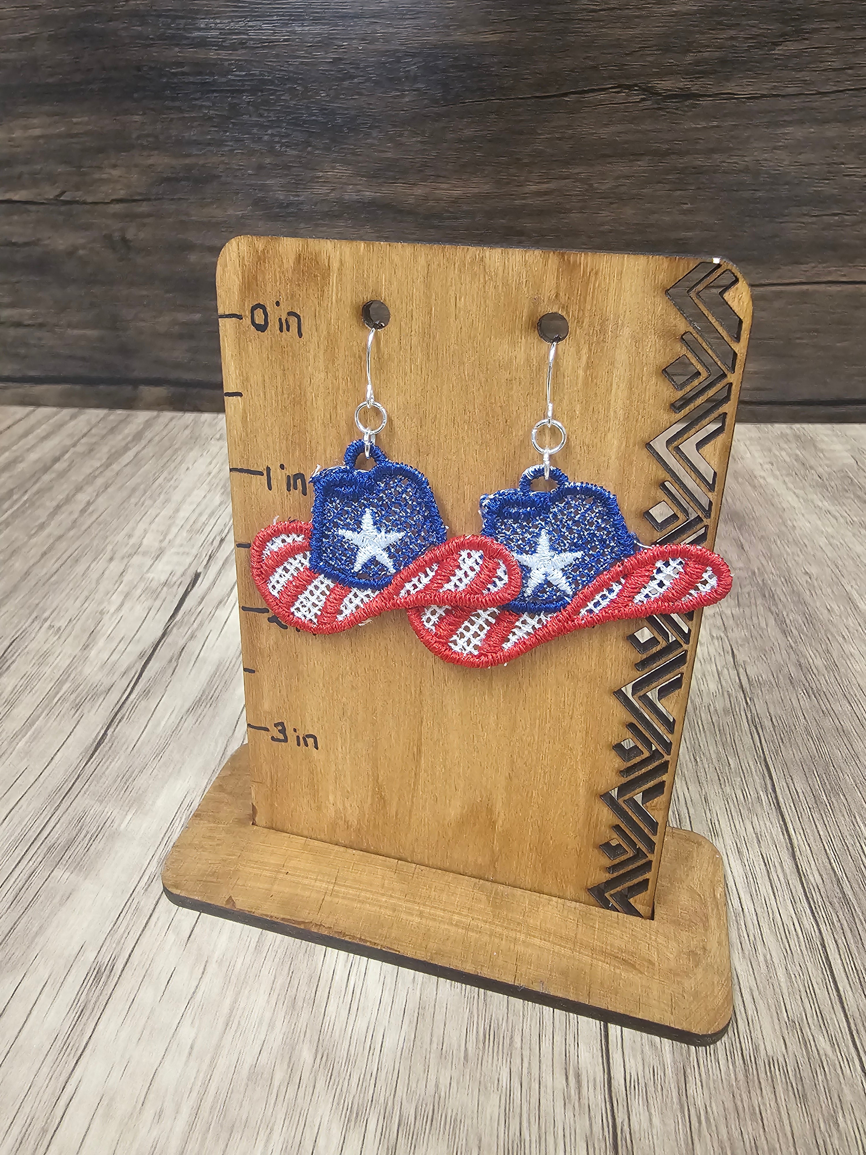 Embroidered Patriotic Earrings