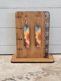 Rectangle Sunflower Dangling Earrings