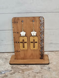 Rectangle Wooden Cross Cutout Dangling