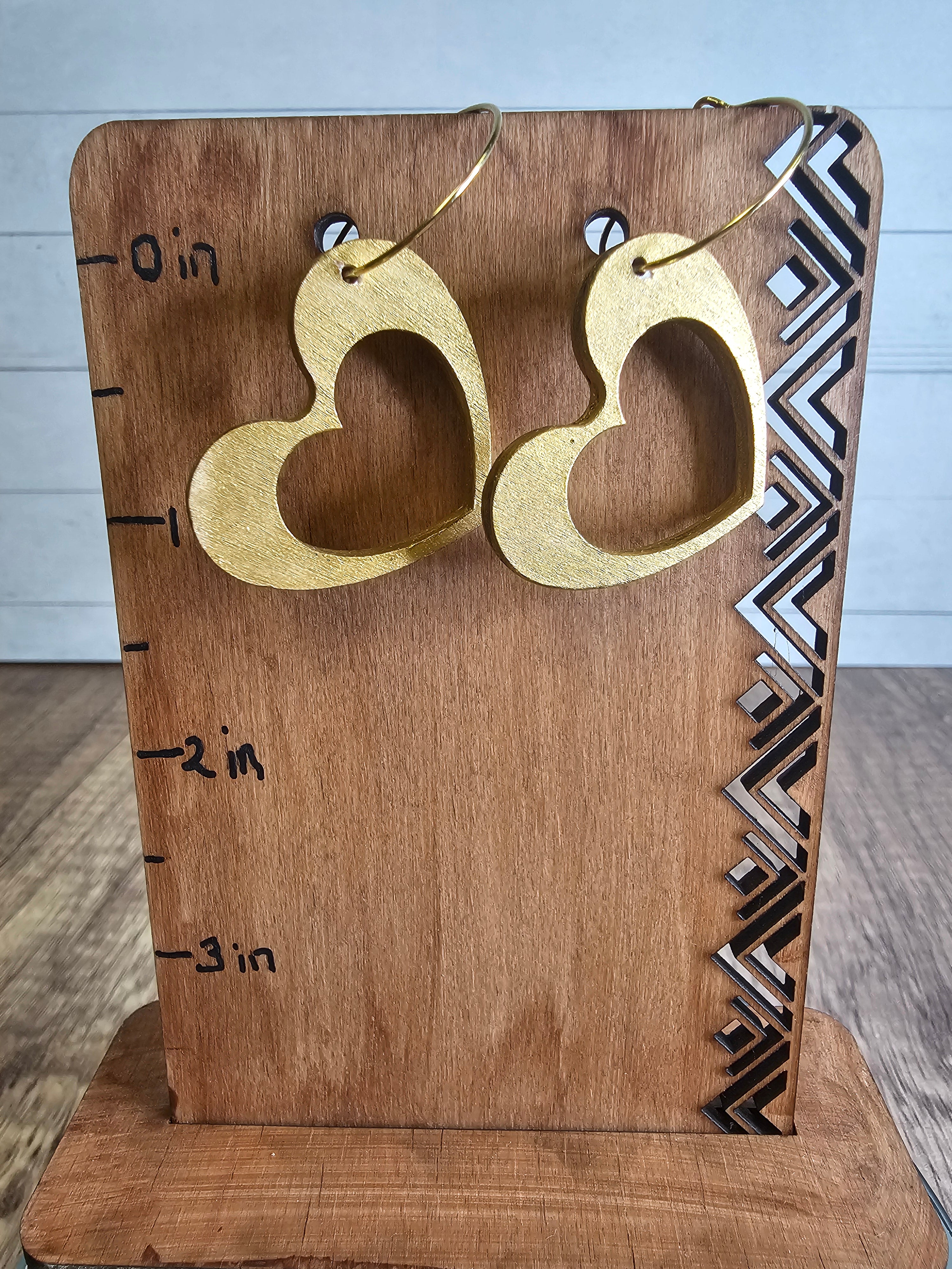 Wooden Heartshaped Earrings