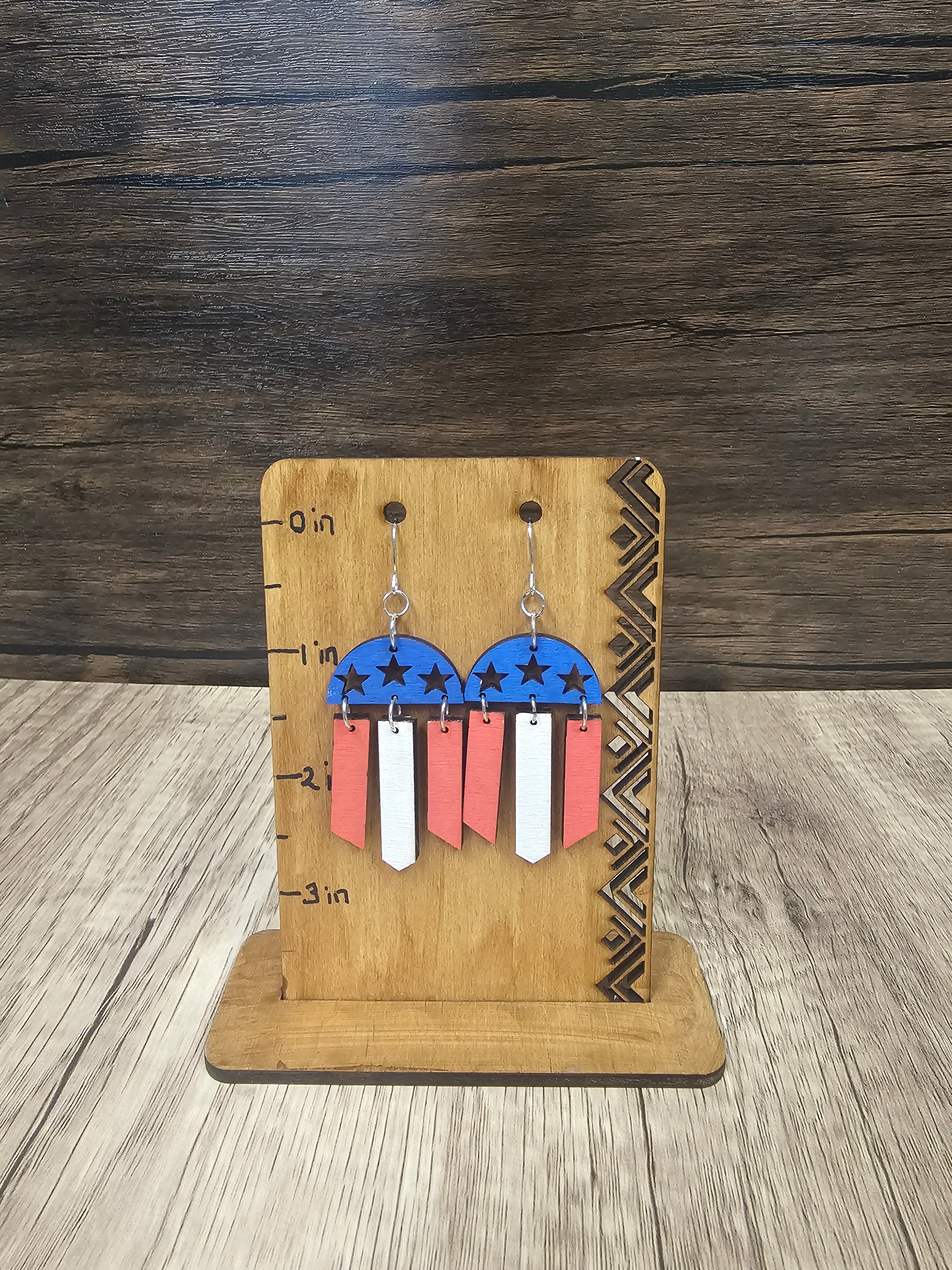 Patriotic Wooden Earrings
