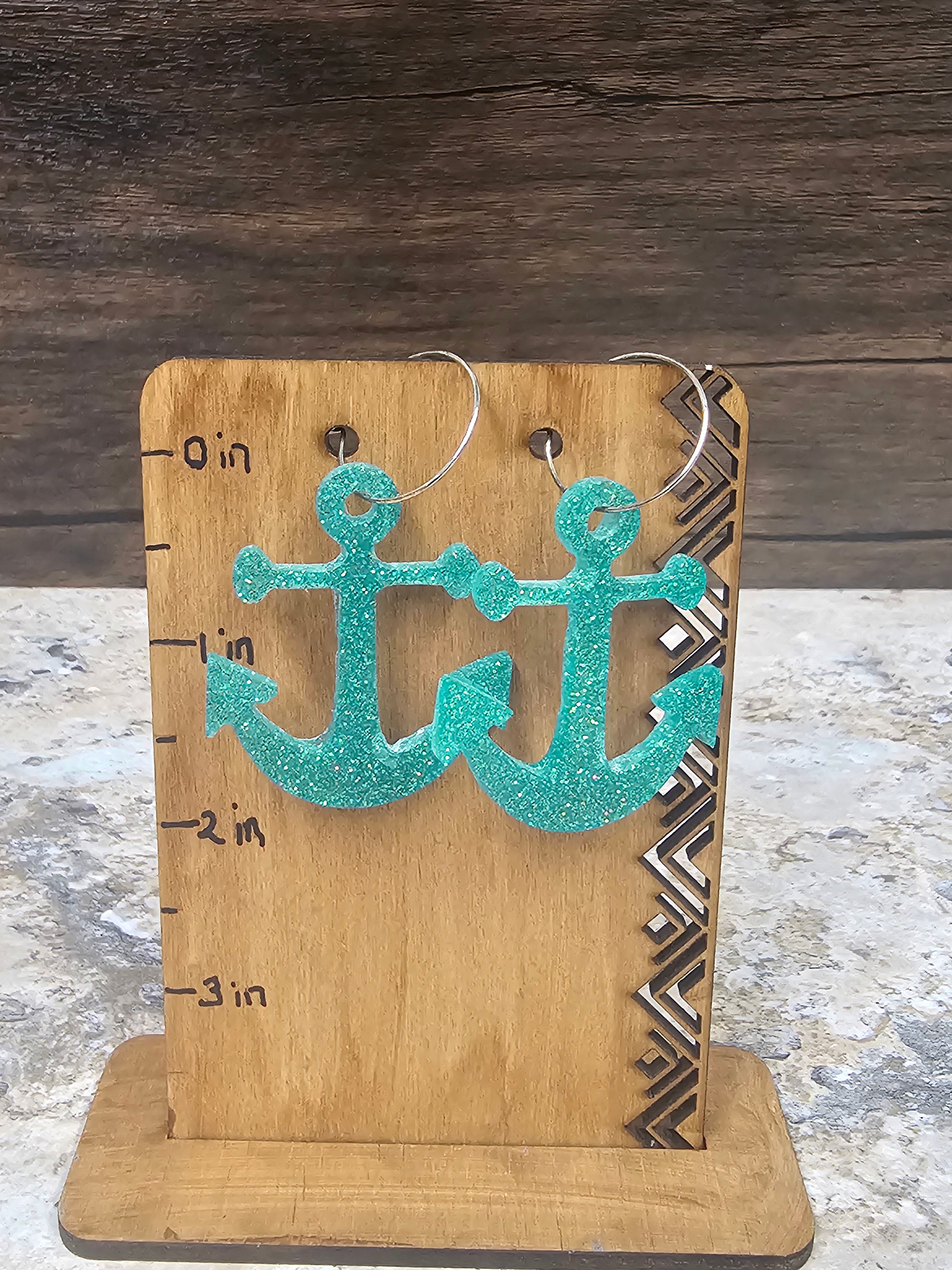 Resin Anchor Hoop Earrings
