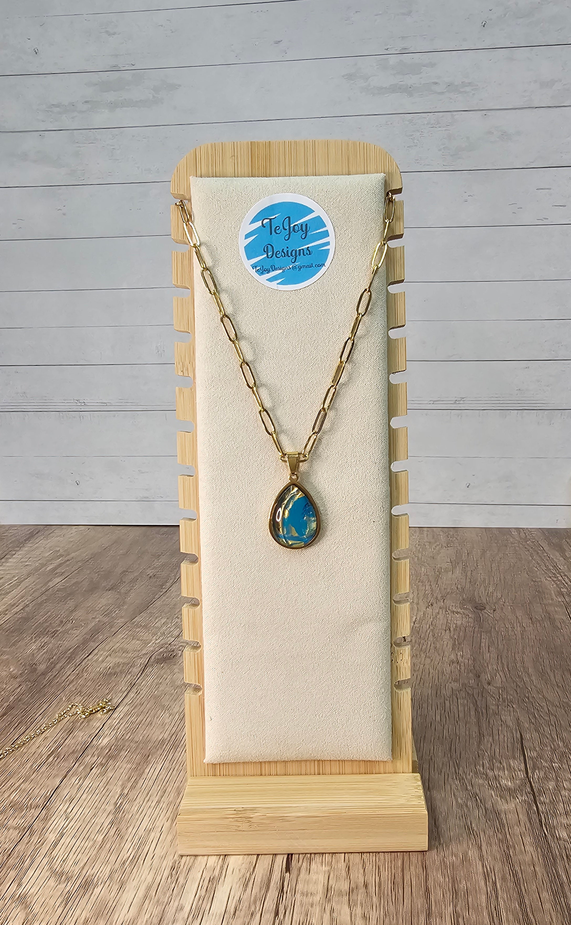 Tear Drop Fluid Art Pendant