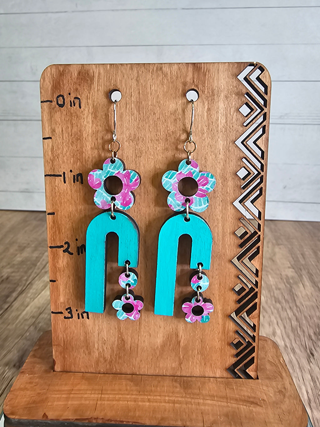 Flower and Arch Dangle Earrings